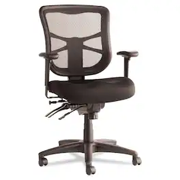 Alera - REMOVE - Elusion Series Mesh Mid-Back Multifunction Chair, Supports Up to 275 lb, 17.7" to 21.4" Seat Height - Black