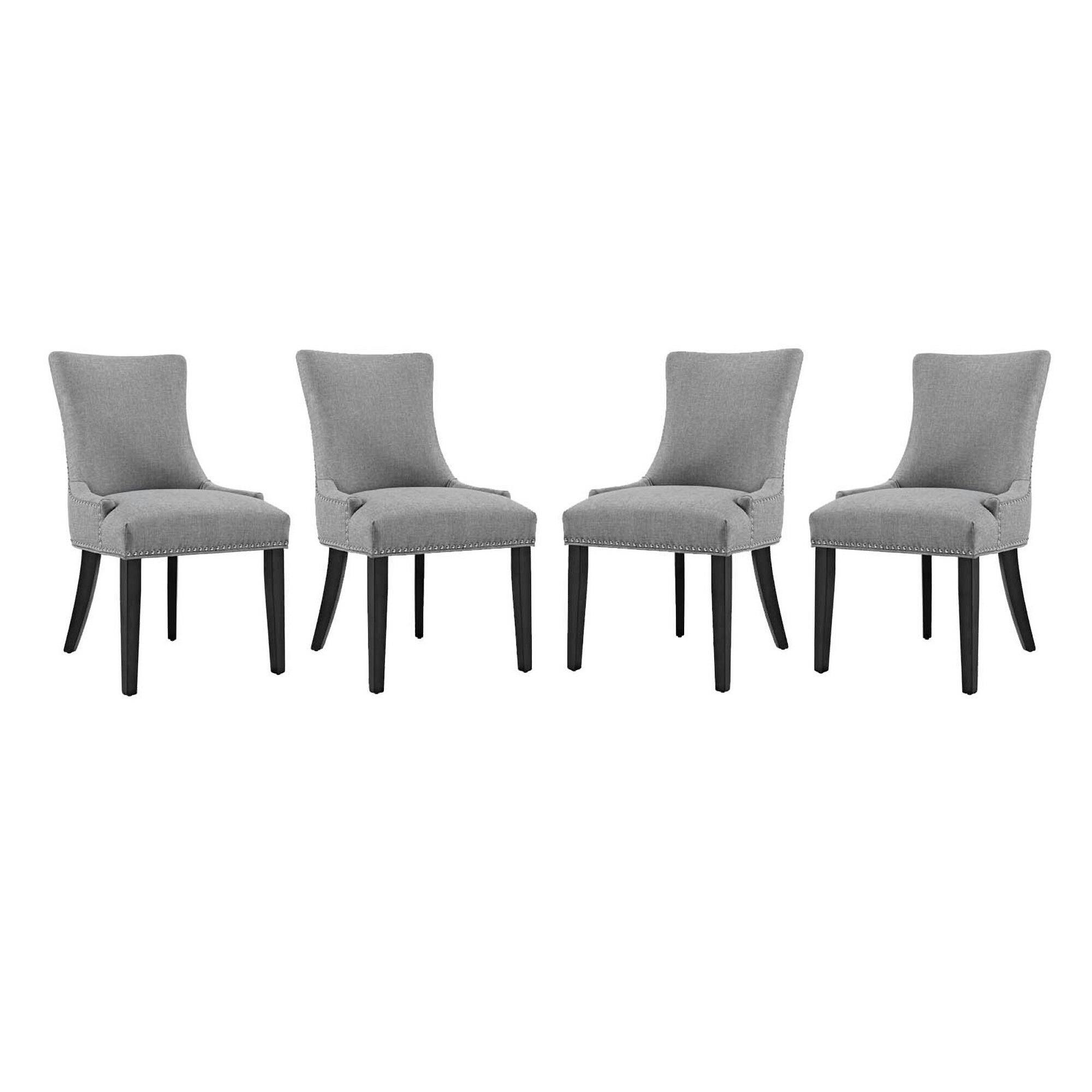 Front. Modway - Marquis Fabric Dining Chair Set of 4 by Modway - Gray.