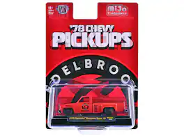 1978 Chevrolet Cheyenne Super 10 Pickup Edelbrock Black Hood Limited 9900pcs 1/64 Diecast by M2 Machines - Red