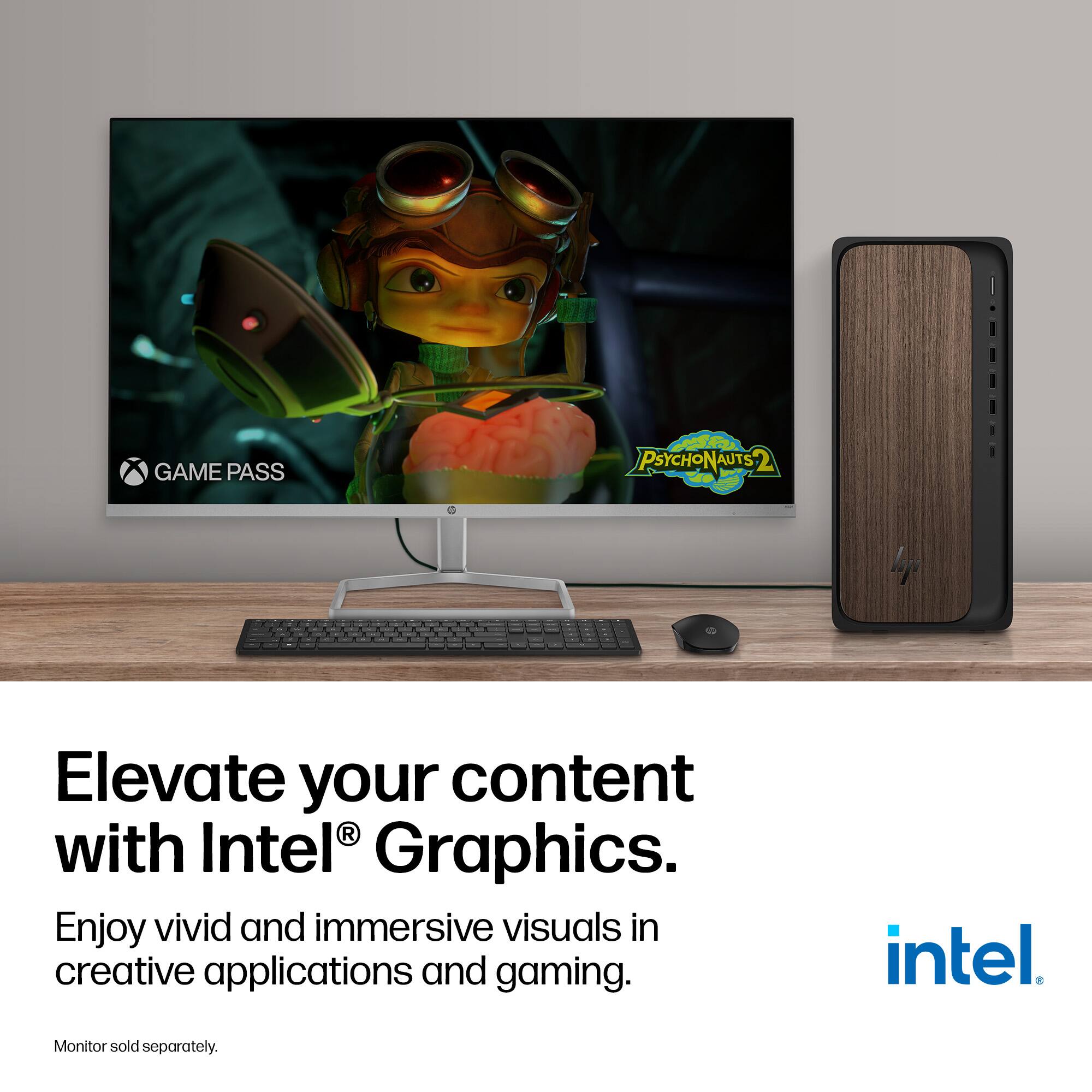 GAME PASS MS PSYCHONAUTS 2

Elevate your content with Intel® Graphics.

Enjoy vivid and immersive visuals in creative applications and gaming.

Monitor sold separately.