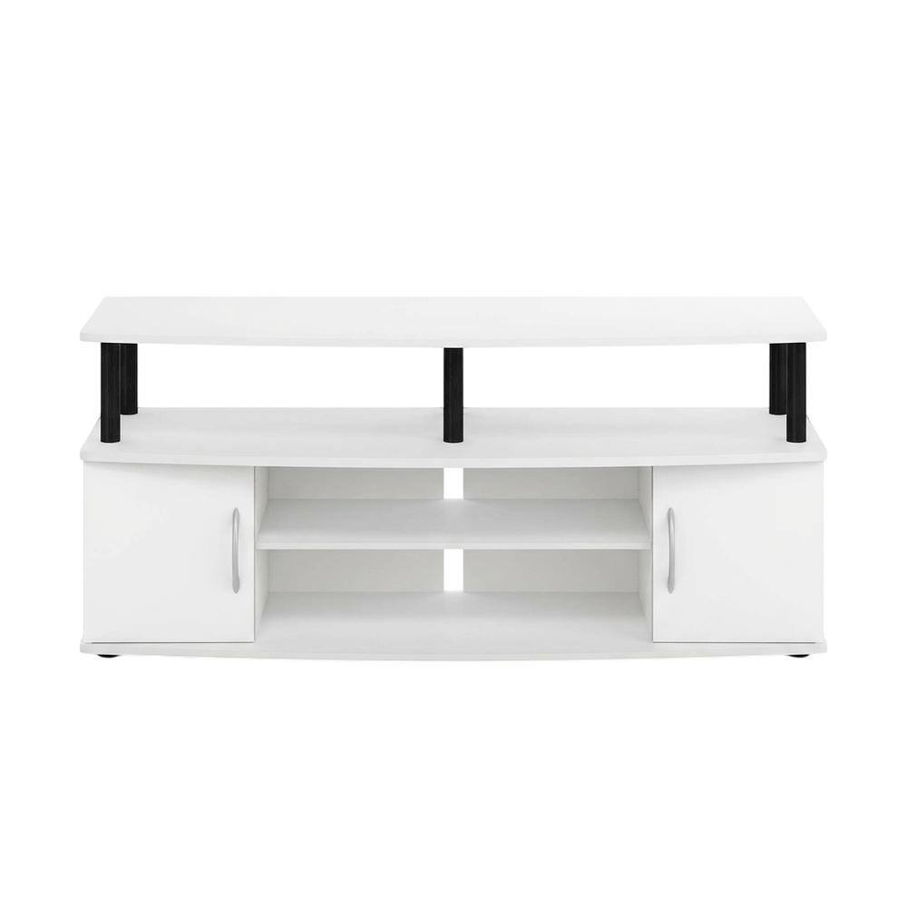 Angle. FurniFact - White/Black Large TV Stand with Spacious Storage for Entertainment Centers - White/Black.