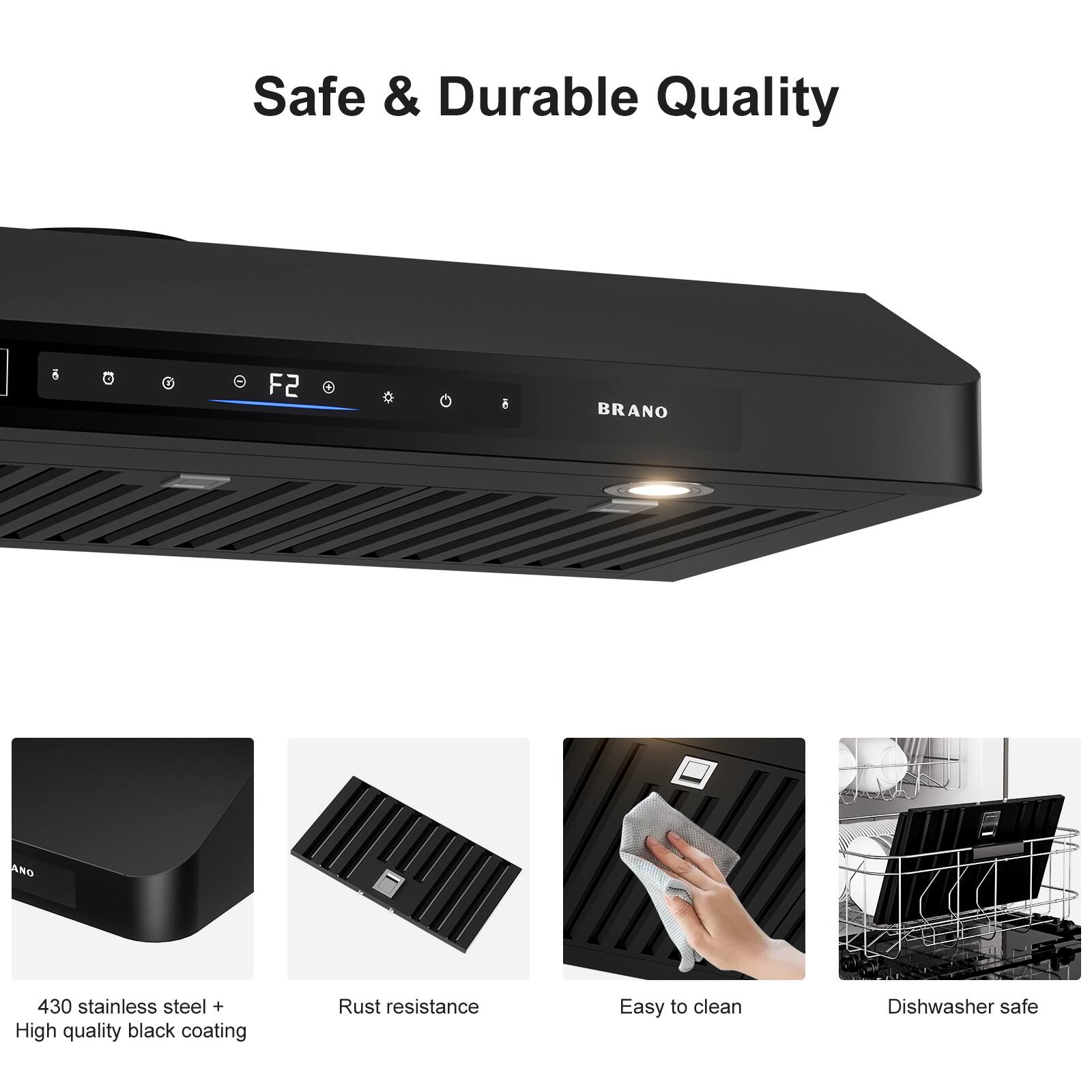 Safe & Durable Quality

- 430 stainless steel + High quality black coating
- Rust resistance
- Easy to clean
- Dishwasher safe