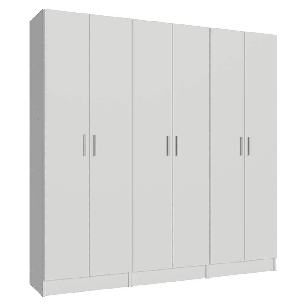 Madesa - Garage Set 3 Pantry Storage Cabinet with 12 Utility Shelves 71"L Wooden Organization Unit for Garage - White