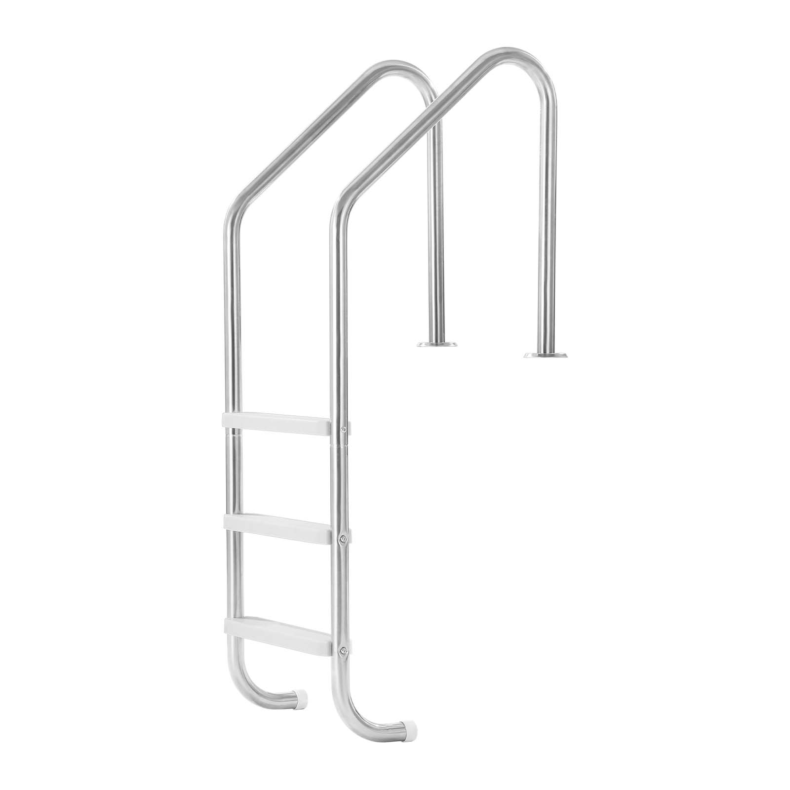 Alt View 5. VEVOR - Swimming Pool Ladder, 3-Step Stairs with Double Handrails, Non-slip Heavy Duty Wide Steps, Stainless Steel Frame - Silver.