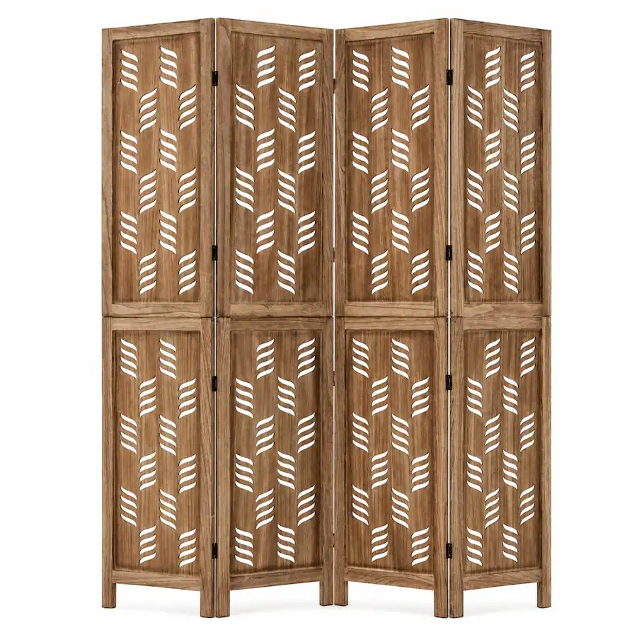 Panel Support Frame Boyel Living 5.5 FT Tall Room Divider 4 Panels with Wave Cutout ...