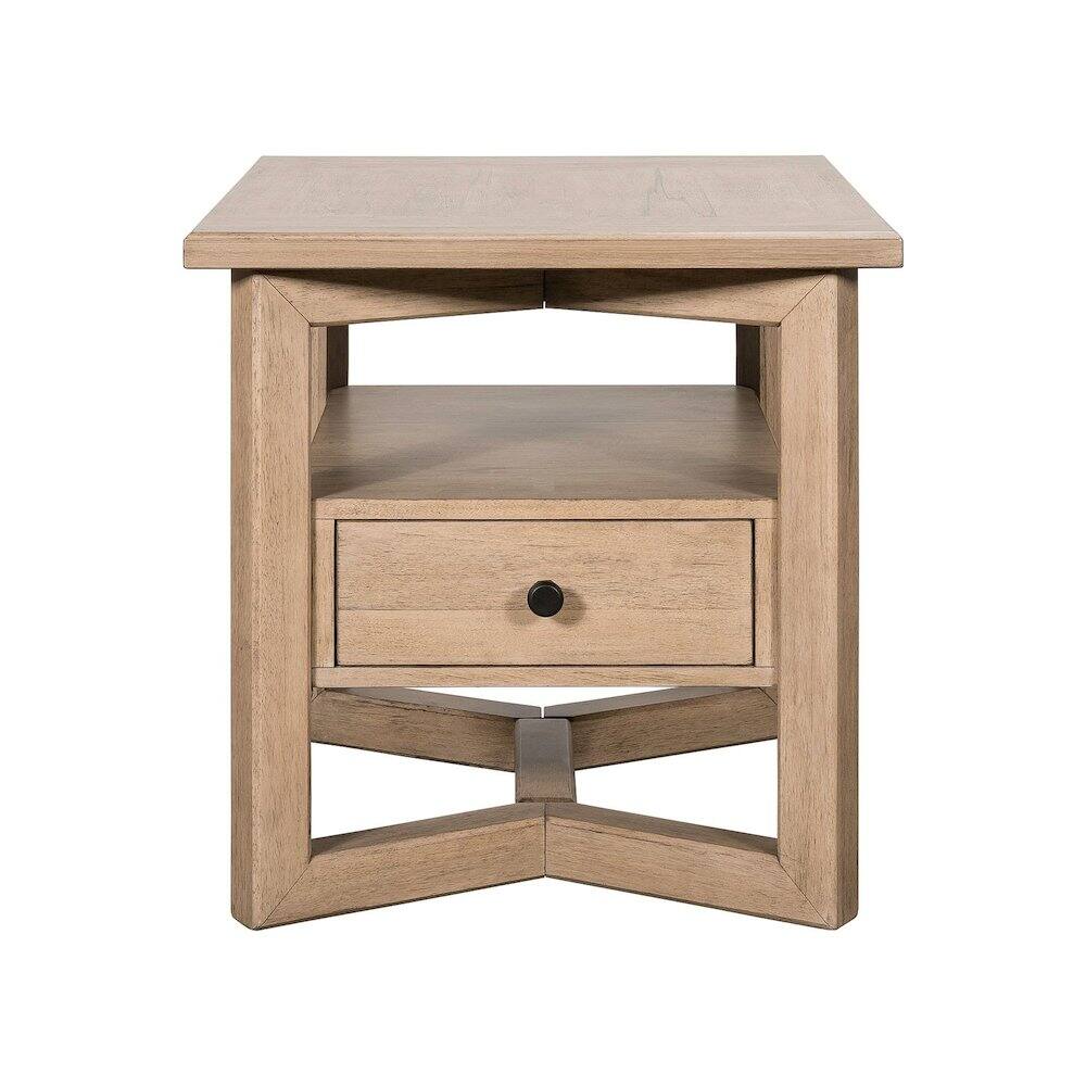 Alt View 1. Liberty Furniture Industries - Living Room Rectangular End Table with Storage Drawer - Barley Buff Birch Wood - Barley Buff.