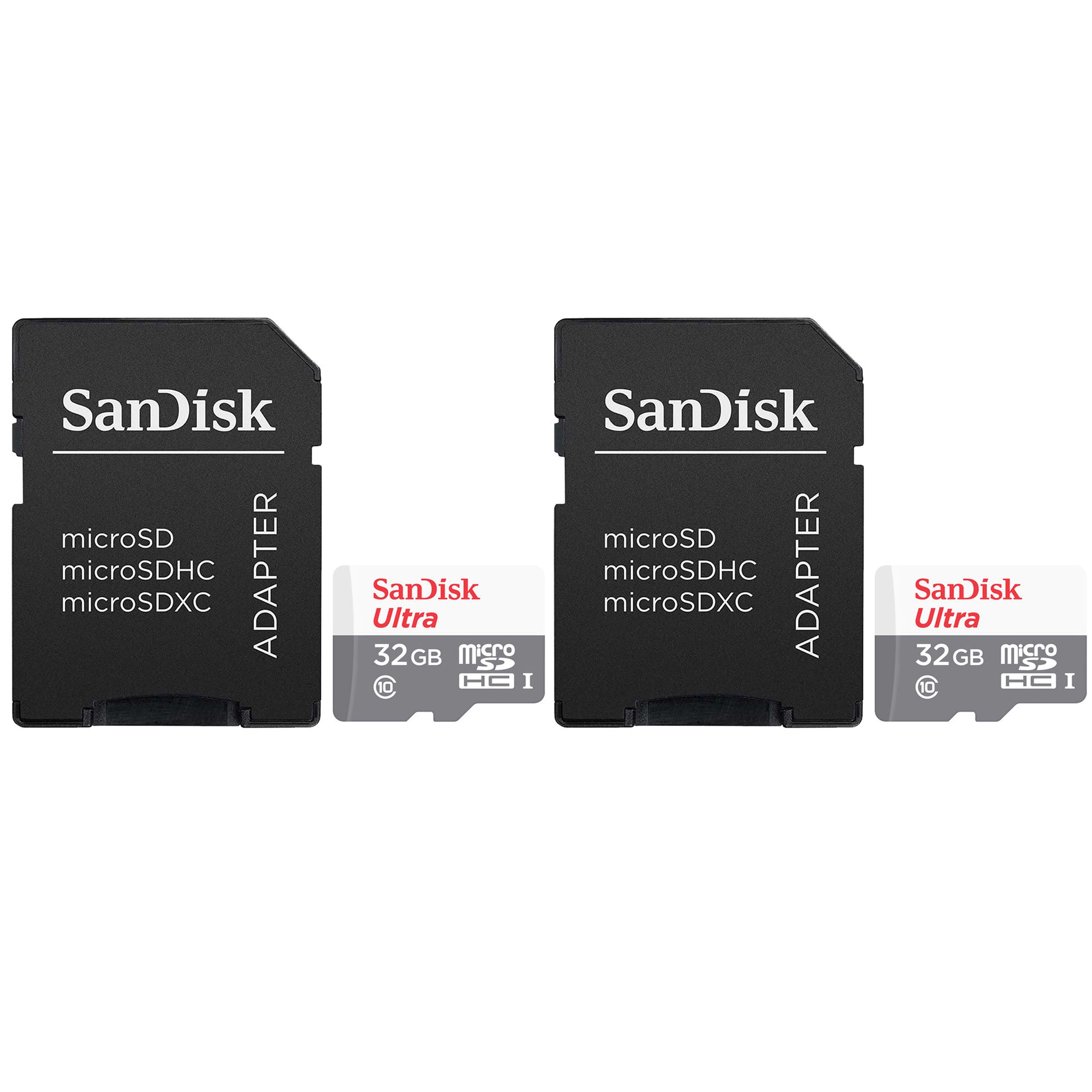 2 Units SanDisk 32GB Ultra UHS-I microSDHC Memory Card with SD Adapter