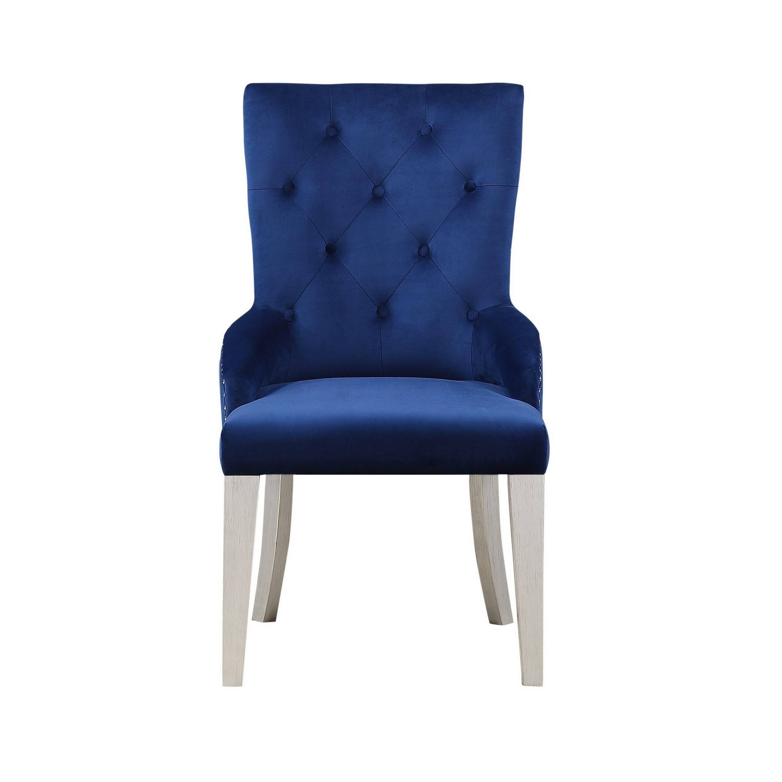 Alt View 1. Manhattan Lane - Side Chair with Button Tufted Back and Tapered Legs - Blue.