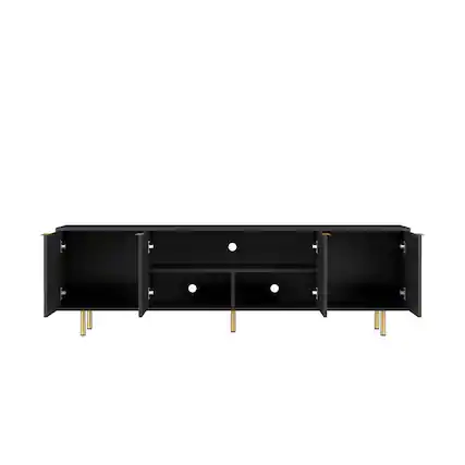 Front. GOODSILO - 68-Inch Modern Fluted TV Stand with Storage Doors and Media Cabinet for Large Screen Entertainment Centers - Black.