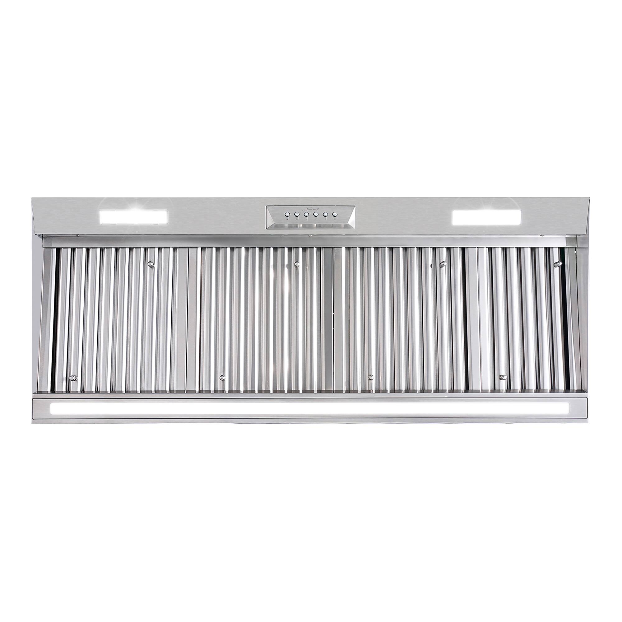 Angle. Akicon - Akicon 48 in. 1200 CFM Ducted Range Hood Insert with 4 Speed, 3 LED Lights and Heat Sensor Auto Speed - Stainless steel.