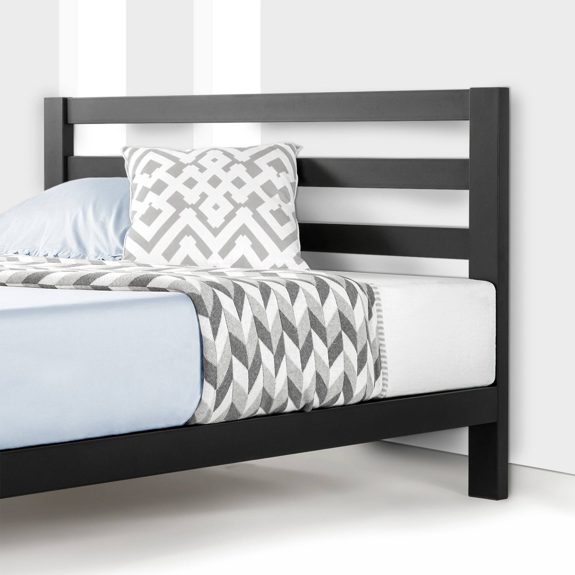 Alt View 5. Mellow - Mellow Modernista Classic Heavy Duty Platform Bed Frame w/ Headboard, 10", King - Black.