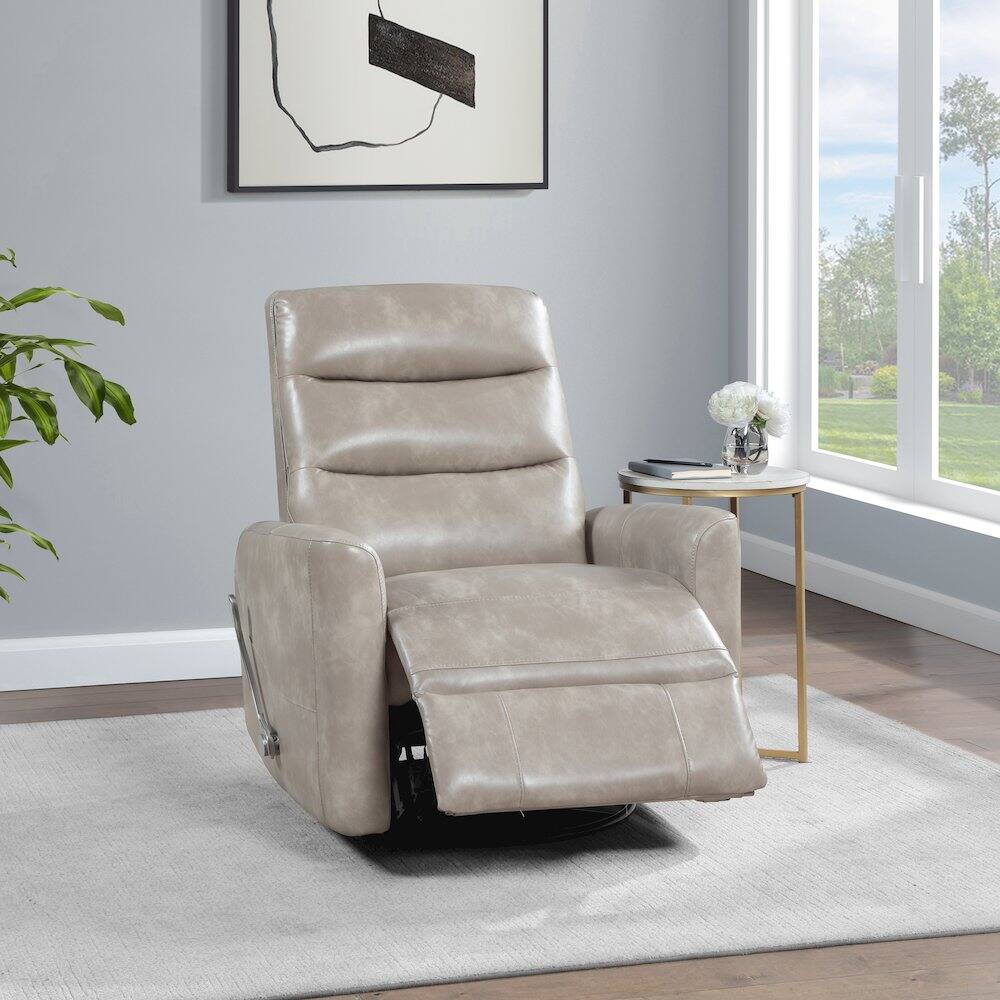 Alt View 4. New Classic Furniture - Takami Faux Leather Swivel Recliner - Grey.