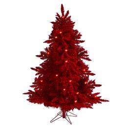 BreeBe - 5' Christmas Tree w/250 color Lights 26 Globe Bulbs - Red