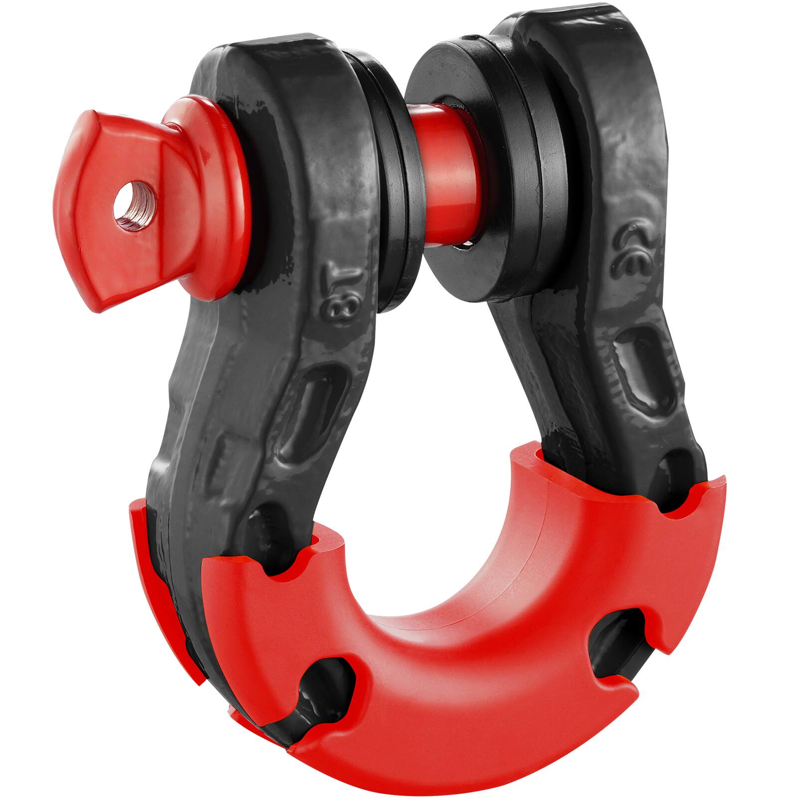 Alt View 5. VEVOR - 3/4" D-Ring Shackle, 2 Pack Alloy Steel Shackles 66139 lbs (30 Ton) Break Strength with 7/8" Screw Pin - Red,black.