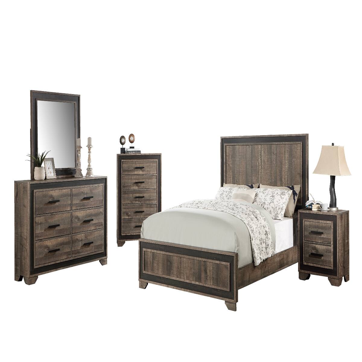 Alt View 1. Loheer - Loheer Oak Finish Nightstand, Two Drawer Bedside Table for Bedroom and Guest Room - Oak.