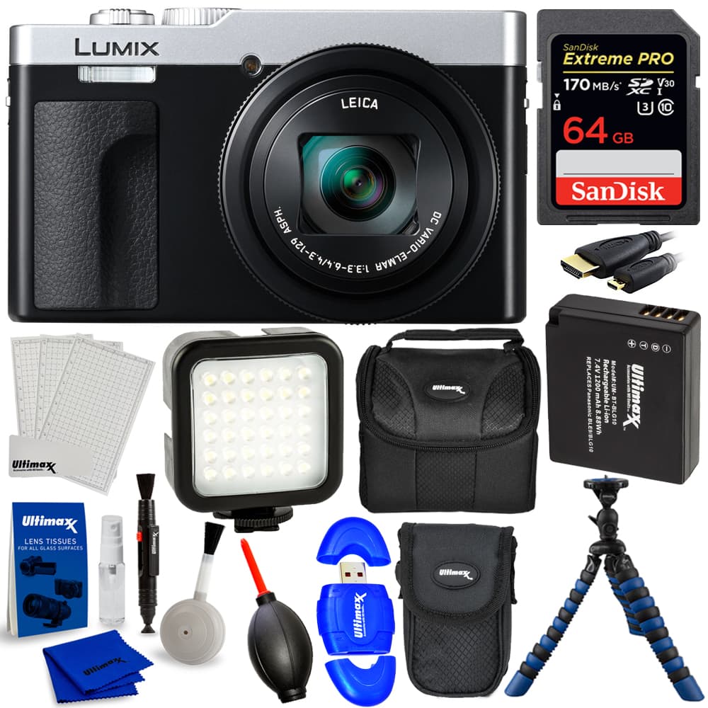 Panasonic - TZ99 ZS99 Digital Camera (Silver) DC-TZ99E-S - 12PC Accessory Bundle