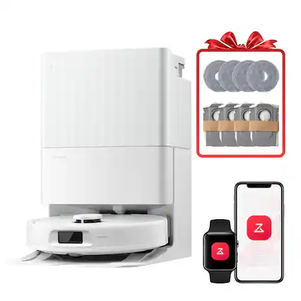 Front. Roborock - Roborock QR Series Robot Vacuum & Mop with Multifunction Dock, 10,000Pa Suction - White.