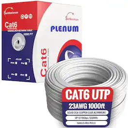 Cables Direct Online - CAT6 1000FT Plenum CMP Ethernet Cable 550MHz 23AWG UTP RJ45 LAN Bulk Network Wire CCA Copper Clad Aluminum, White