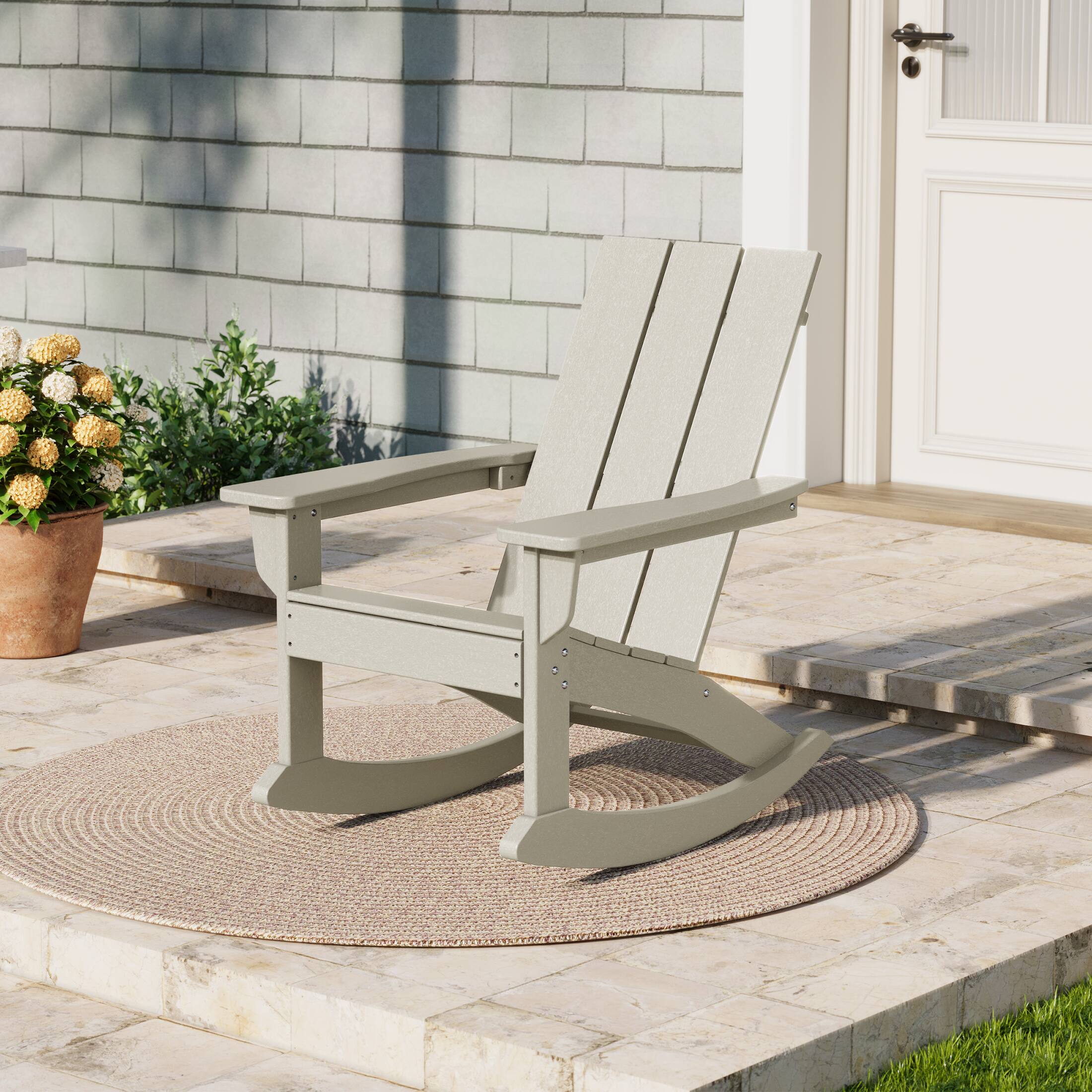 WestinTrends Ashore Outdoor Patio Modern Adirondack Rocking Chair Sand ...