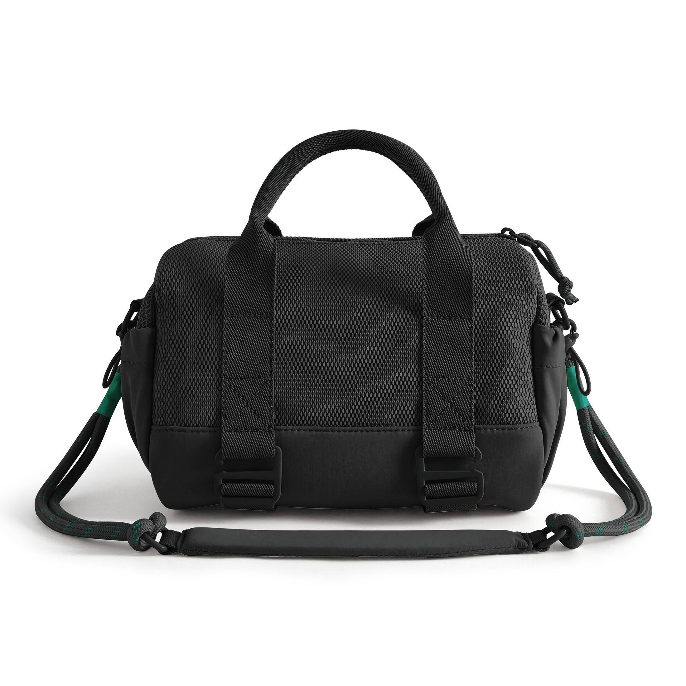 Angle. Bagsmart - REIKI 5.5L Mini Duffle Bag, Compact Water-Resistant Gym & Commuter Shoulder Tote with Adjustable Bottom Straps - Black.
