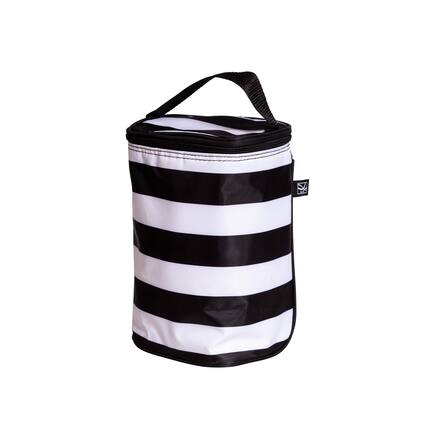 Front. J.L. Childress - J.L. Childress Breastmilk Cooler, Baby Bottle & Food Bag, Insulated & leak proof, Fits 2-4 Bottles - Black / White stripe.