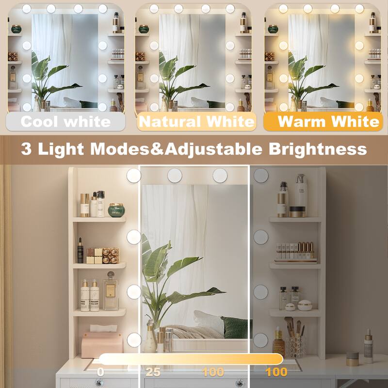 Cool White  
Natural White  
Warm White  

3 Light Modes & Adjustable Brightness  

0 25 100 100