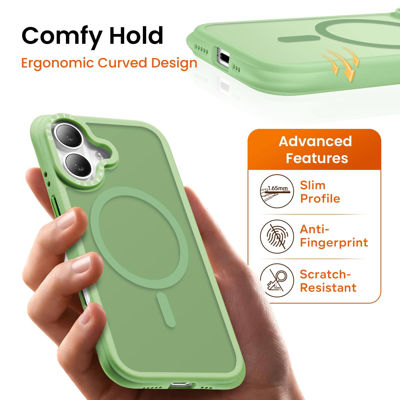 Comfy Hold  
Ergonomic Curved Design  

Advanced Features  
1.65mm Slim Profile  
Anti-Fingerprint  
Scratch-Resistant