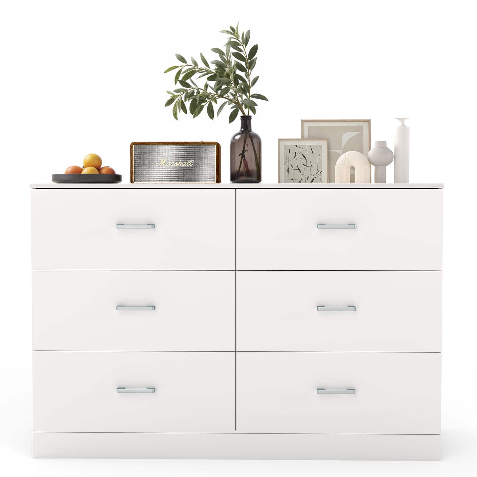 Sugift - 6-Drawer Dresser with Spacious Storage and Modern Finish for Bedroom, Living Room, or Entryway - White