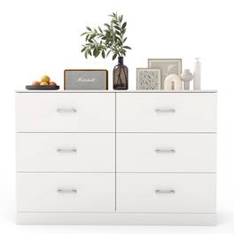 Sugift - 6-Drawer Dresser with Spacious Storage and Modern Finish for Bedroom, Living Room, or Entryway - White
