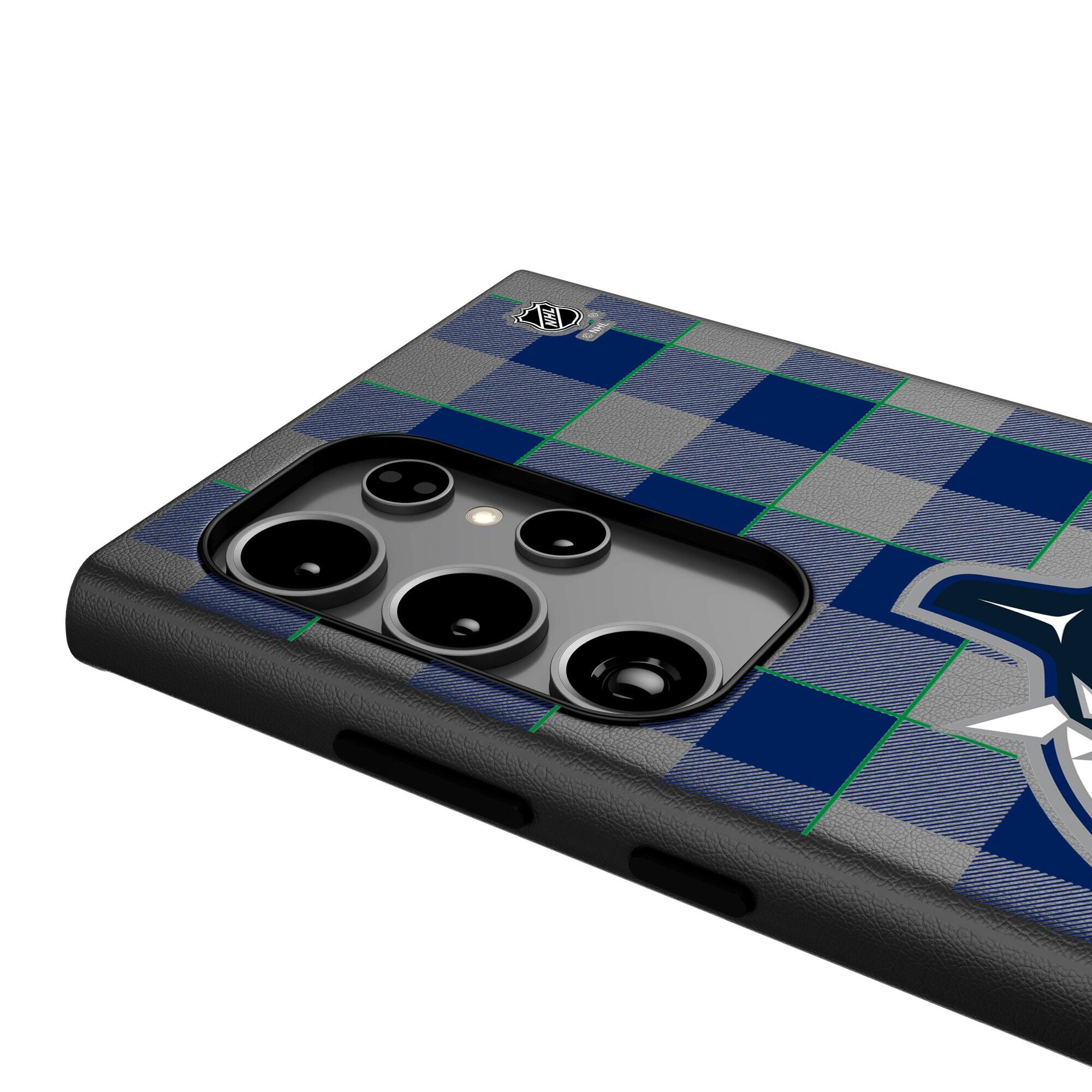 Alt View 3. Keyscaper - Vancouver Canucks Plaid Galaxy Magnetic Bump Case - S24 - Black.