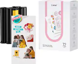 Liene - PixCut Photo Sticker Cutter Sticker Paper 4×7" and Ink Cartridge (72 sheets)