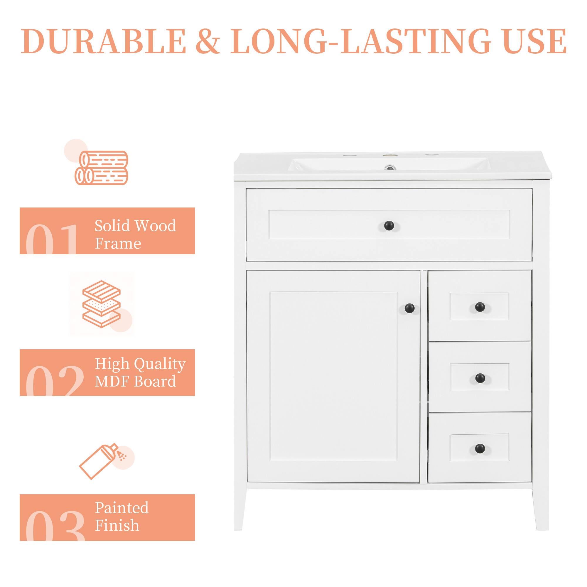 DURABLE & LONG-LASTING USE

01 Solid Wood Frame

02 High Quality MDF Board

03 Painted Finish