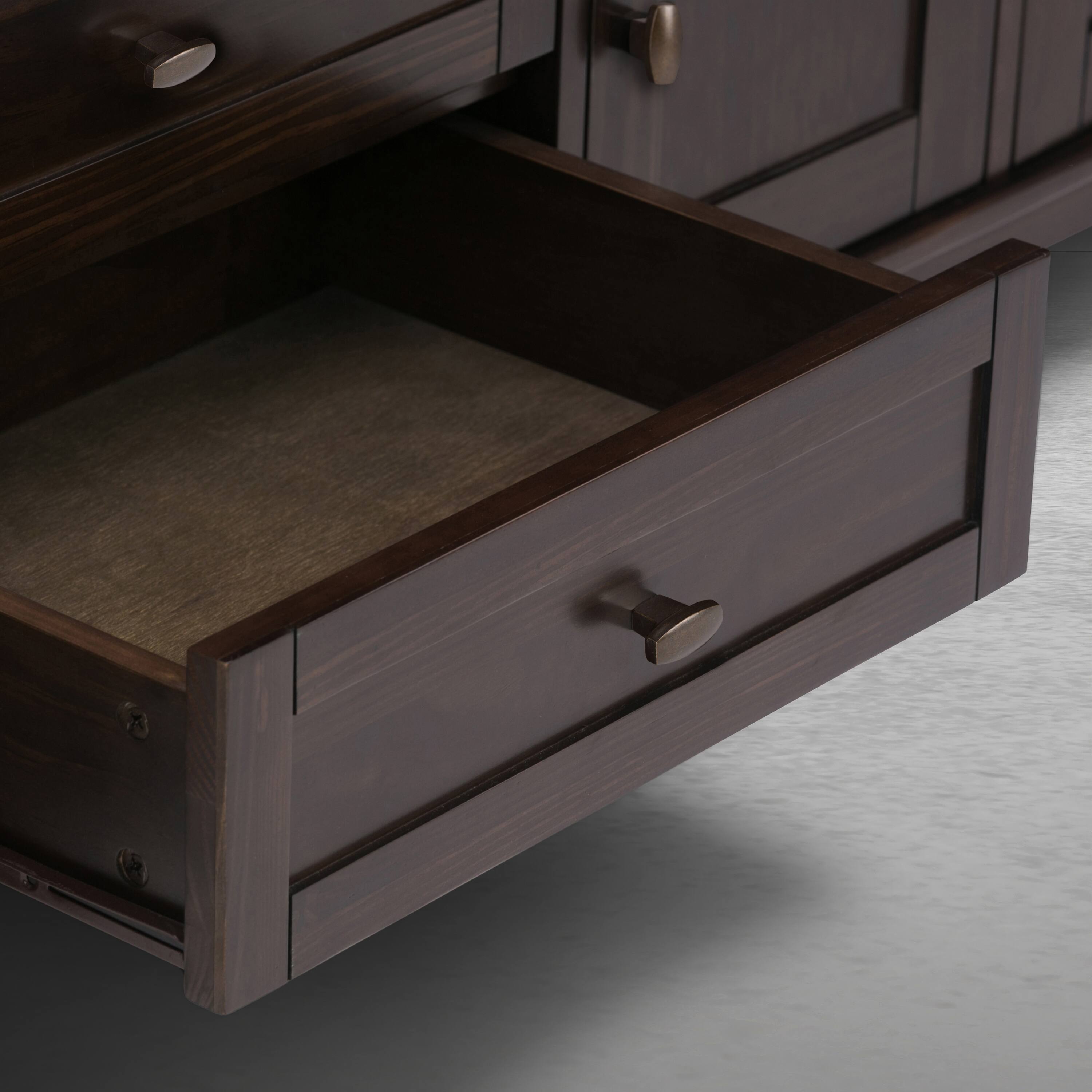 Alt View 2. Simpli Home - Warm Shaker 72 inch Wide Solid Wood TV Stand, Mocha Brown - Mocha Brown.