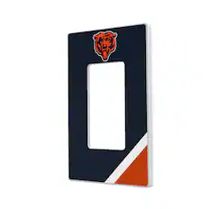Front. Keyscaper - Chicago Bears Diagonal Stripe Single Rocker Light Switch Plate - Multicolor.