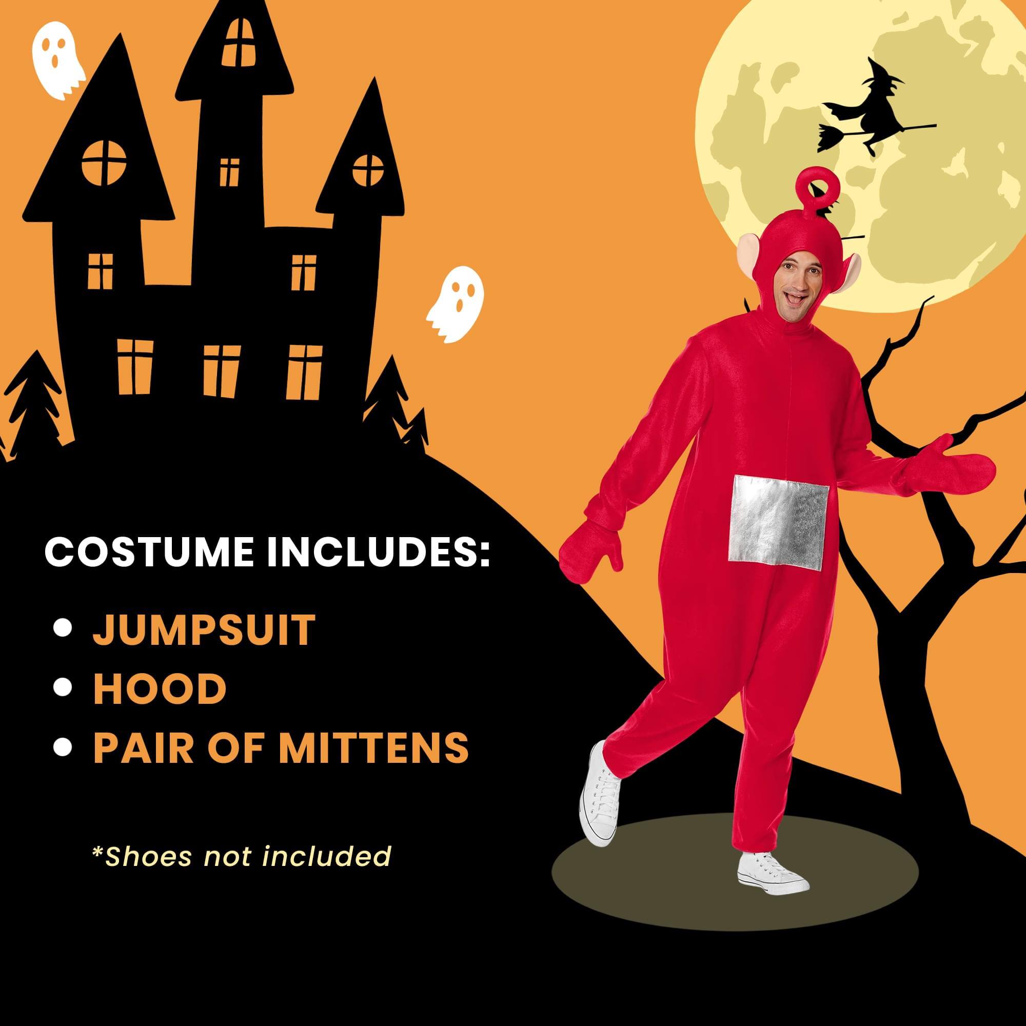 COSTUME INCLUDES:  
- JUMPSUIT  
- HOOD  
- PAIR OF MITTENS  

*Shoes not included