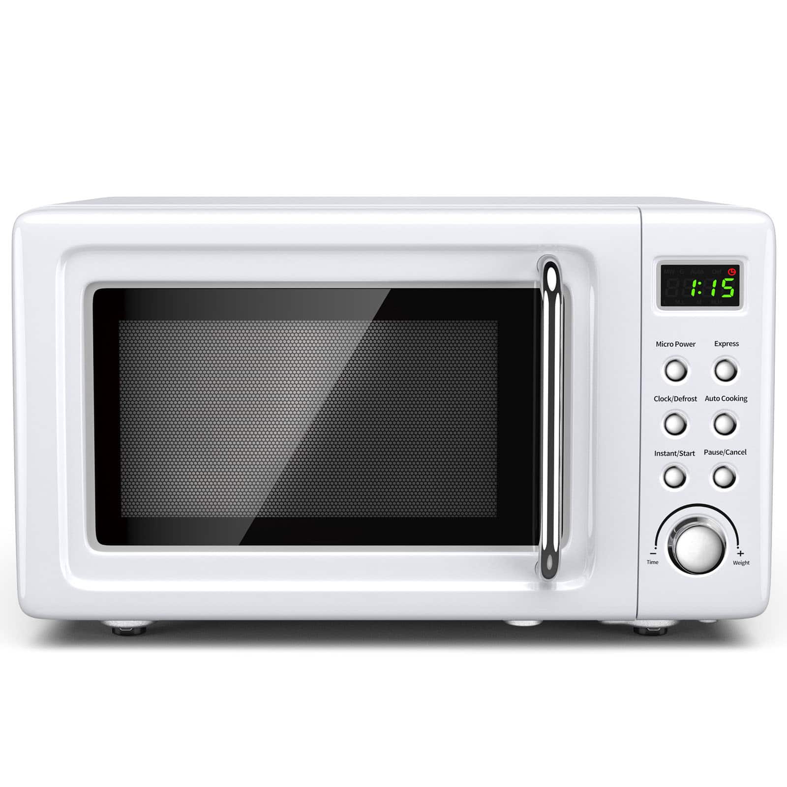 SKONYON - 700W Retro Countertop Microwave Oven with Turntable Compact Design for Home and Office - White