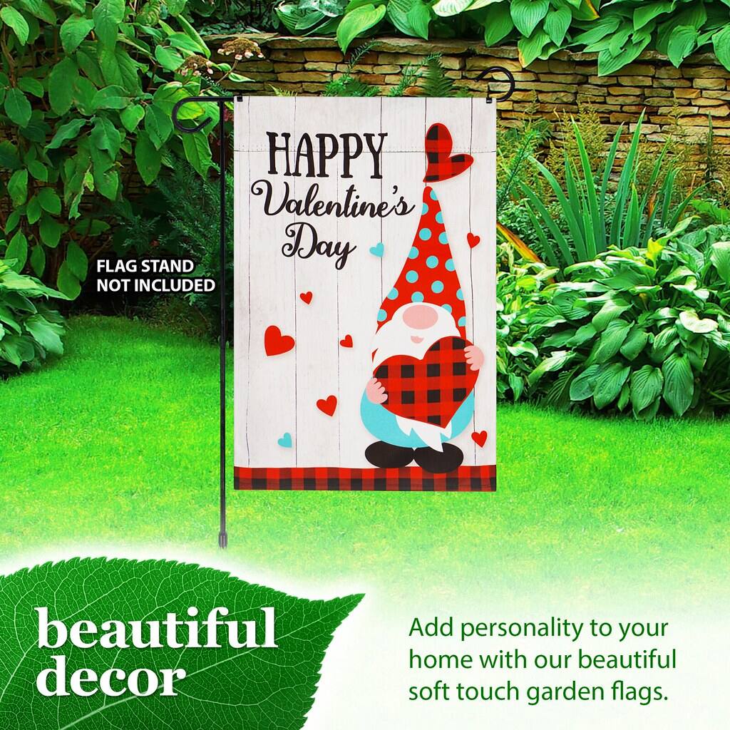 HAPPY Valentine's Day  
FLAG STAND NOT INCLUDED  

beautiful decor  

Add personality to your home with our beautiful soft touch garden flags.