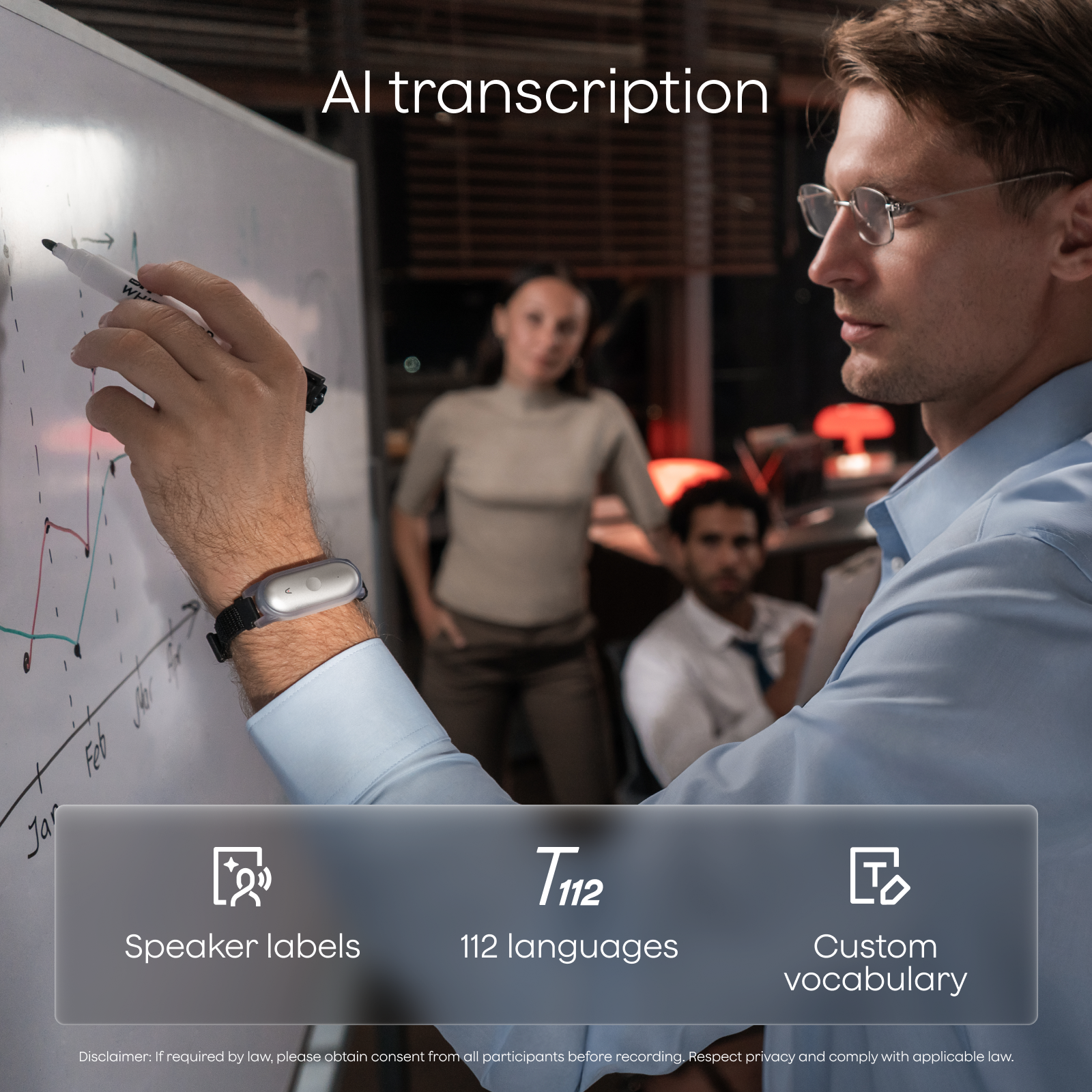 AI transcription

Speaker labels  
112 languages  
Custom vocabulary  

Disclaimer: If required by law, please obtain consent from all participants before recording. Respect privacy and comply with applicable law.