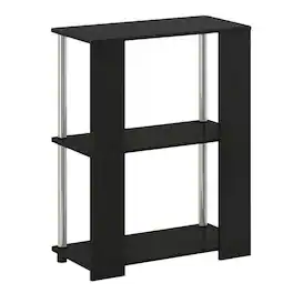 FurniFact - Engineered Wood Bookcase with Shelving for Storage and Display - Americano/Chrome