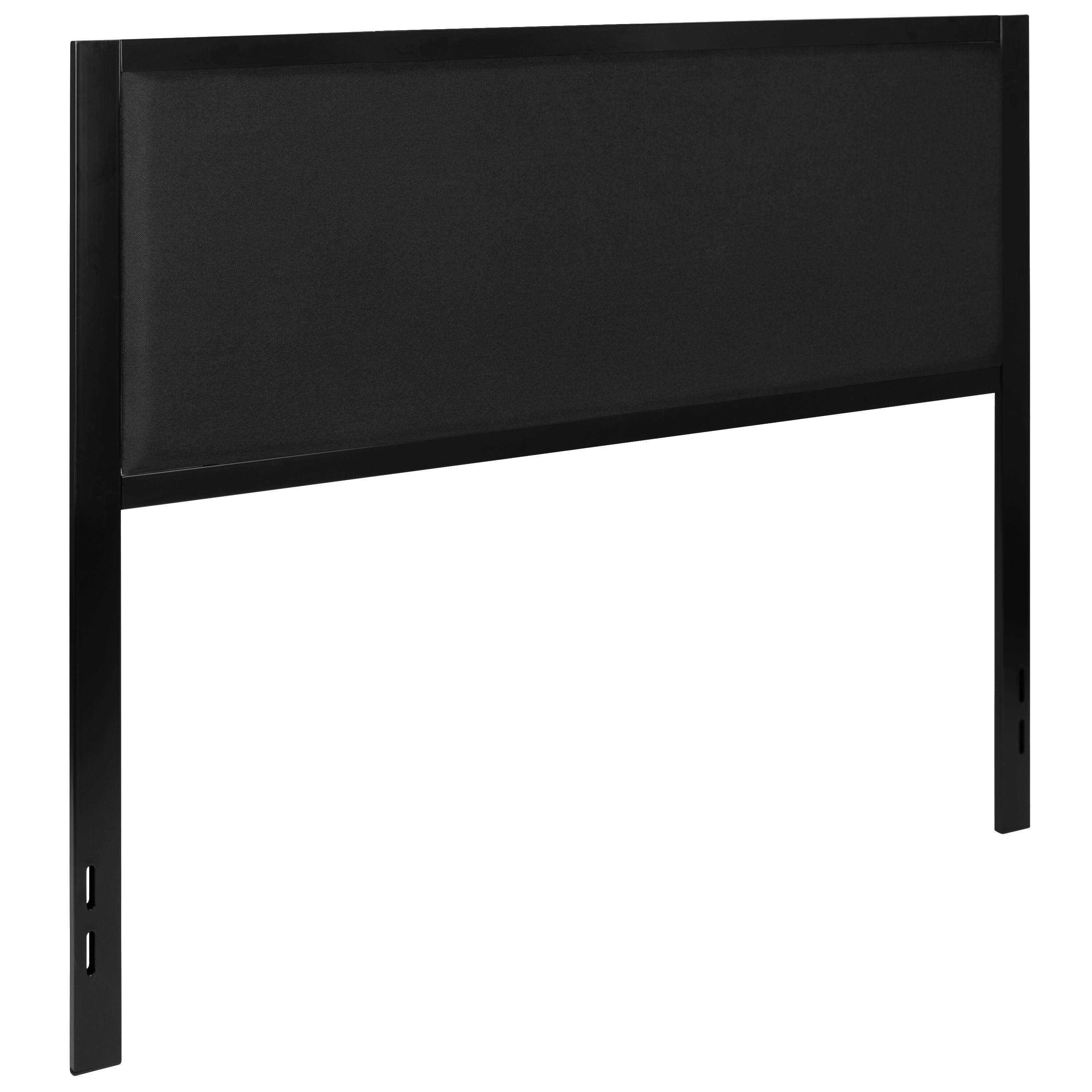 Alt View 1. Emma + Oliver - Metal Headboard - Fabric Upholstery Fits Standard Bed Frames - Black.