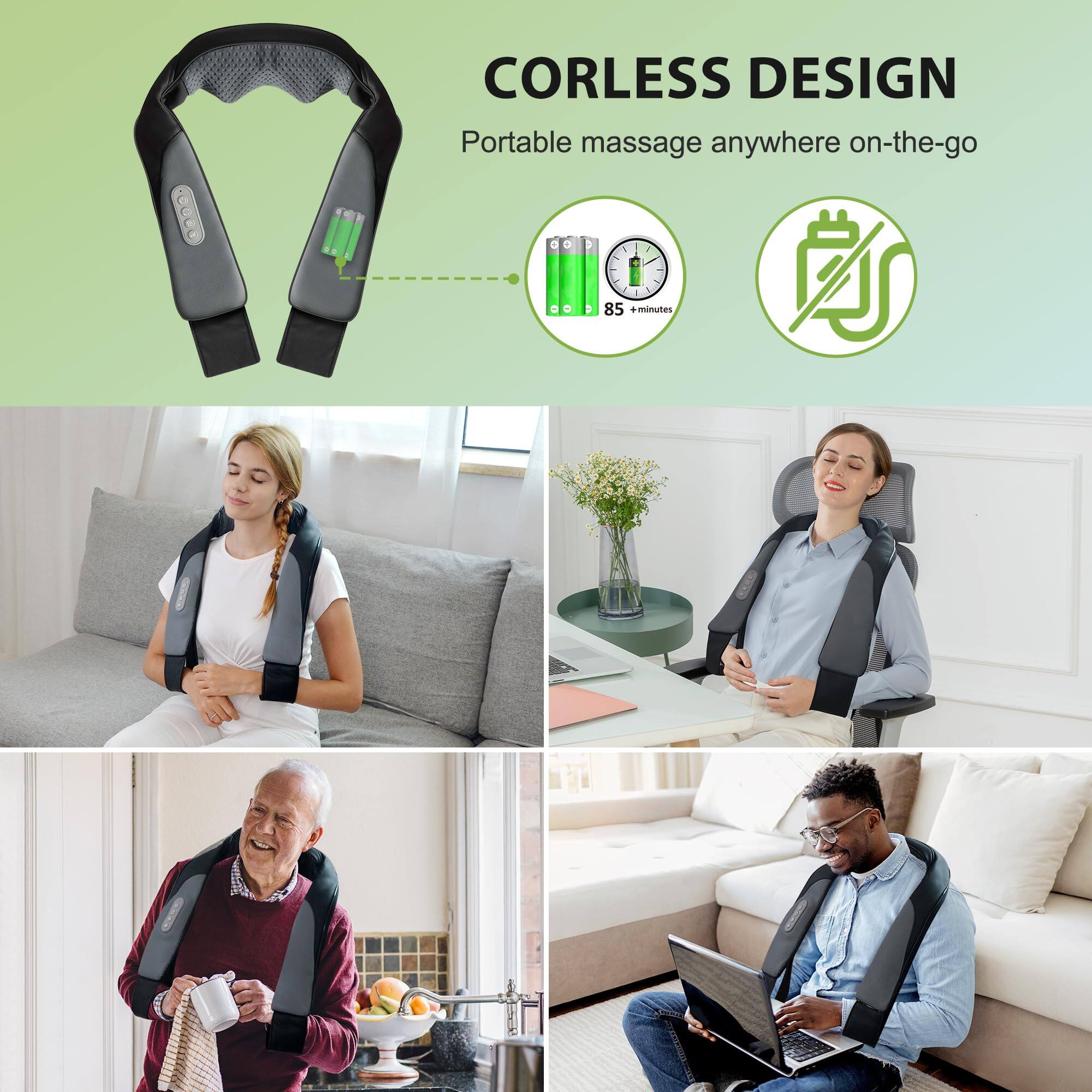 CORLESS DESIGN  
Portable massage anywhere on-the-go  

85+ minutes
