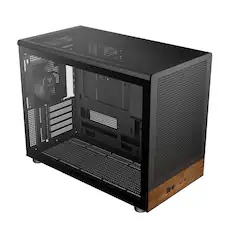 Front. GAMDIAS - Gamdias ATHENA M4M WOOD mATX PC Case: small form factor, 3 fans, ATX PSU, fits 395mm GPU & 360mm radiators. - Black.