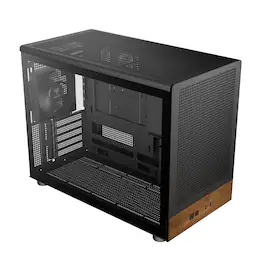 GAMDIAS - ATHENA M4M WOOD mATX PC Case: small form factor, 3 fans, ATX PSU, fits 395mm GPU & 360mm radiators. - Black