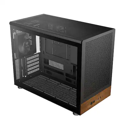 Front. GAMDIAS - Gamdias ATHENA M4M WOOD mATX PC Case: small form factor, 3 fans, ATX PSU, fits 395mm GPU & 360mm radiators. - Black.