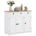 Front. Homcom - Storage Cabinet, Sideboard Floor Cupboard with Solid Wood Top, Adjustable Shelf - Distressed White.