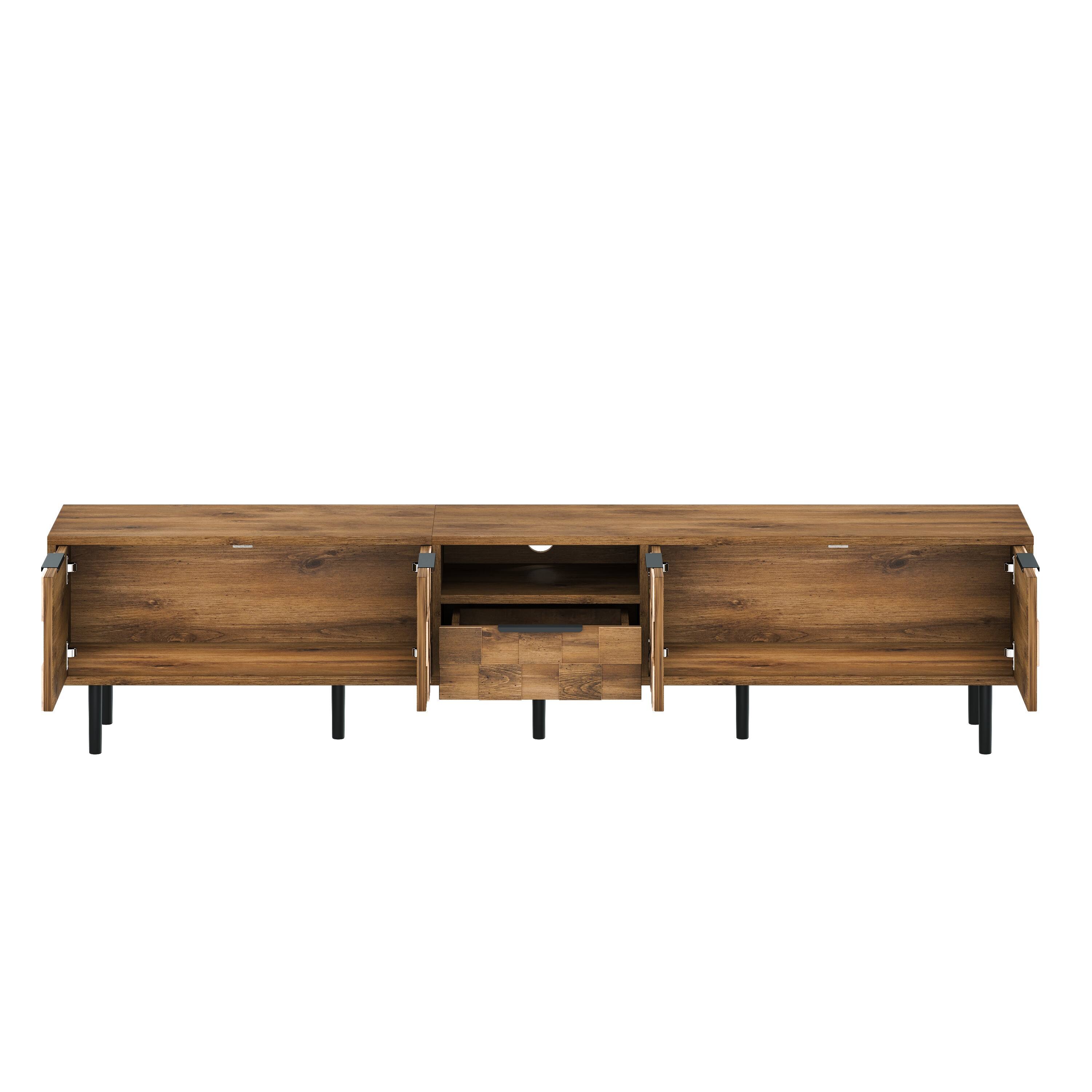 Alt View 1. Whisen - 78" Entertainment Center Wood TV Media with Storage for TVs up to 85", TV Console for Living Room, Natural Wood - Natural.