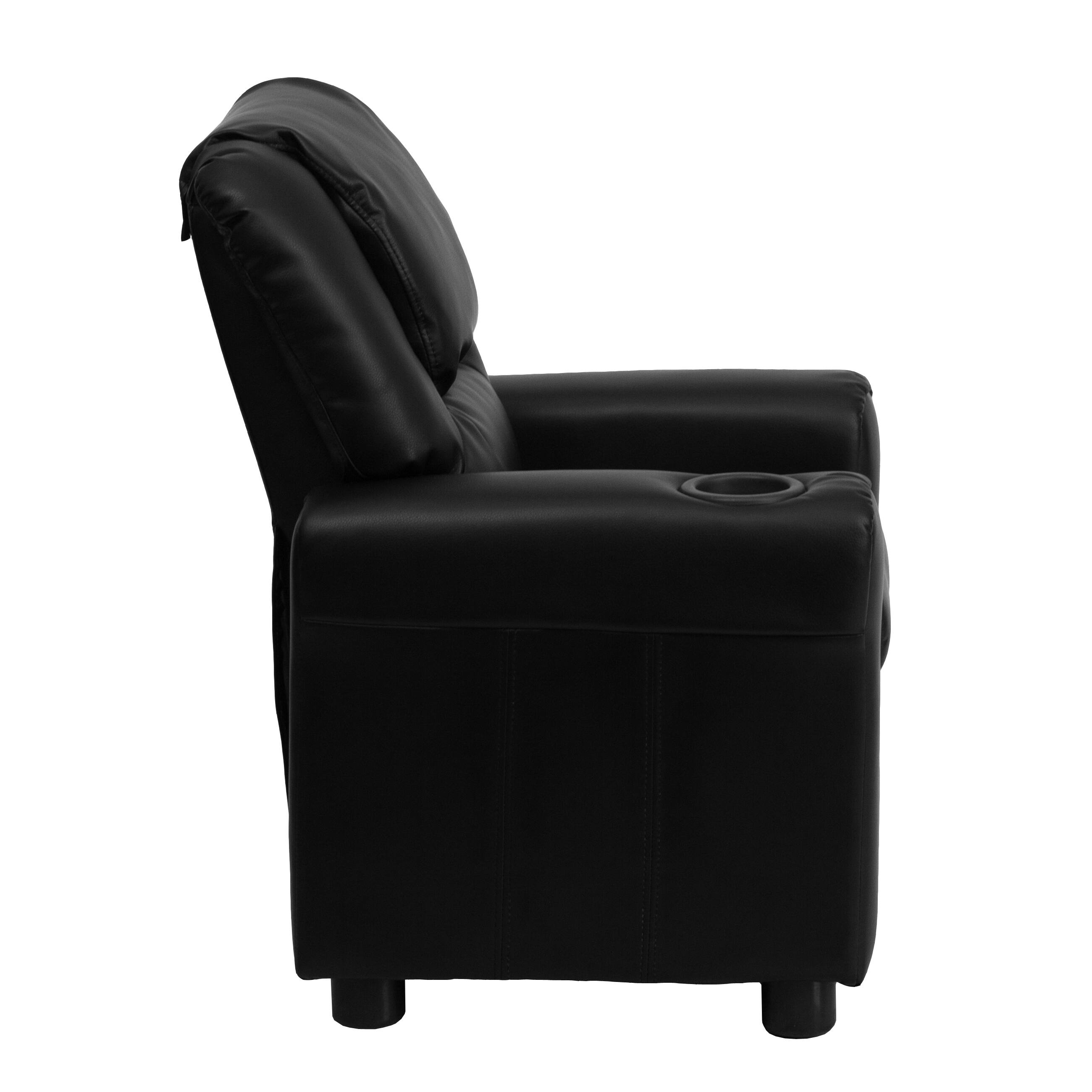 Alt View 7. Emma + Oliver - Contemporary Kids Recliner with Cup Holder and Headrest - Black LeatherSoft.