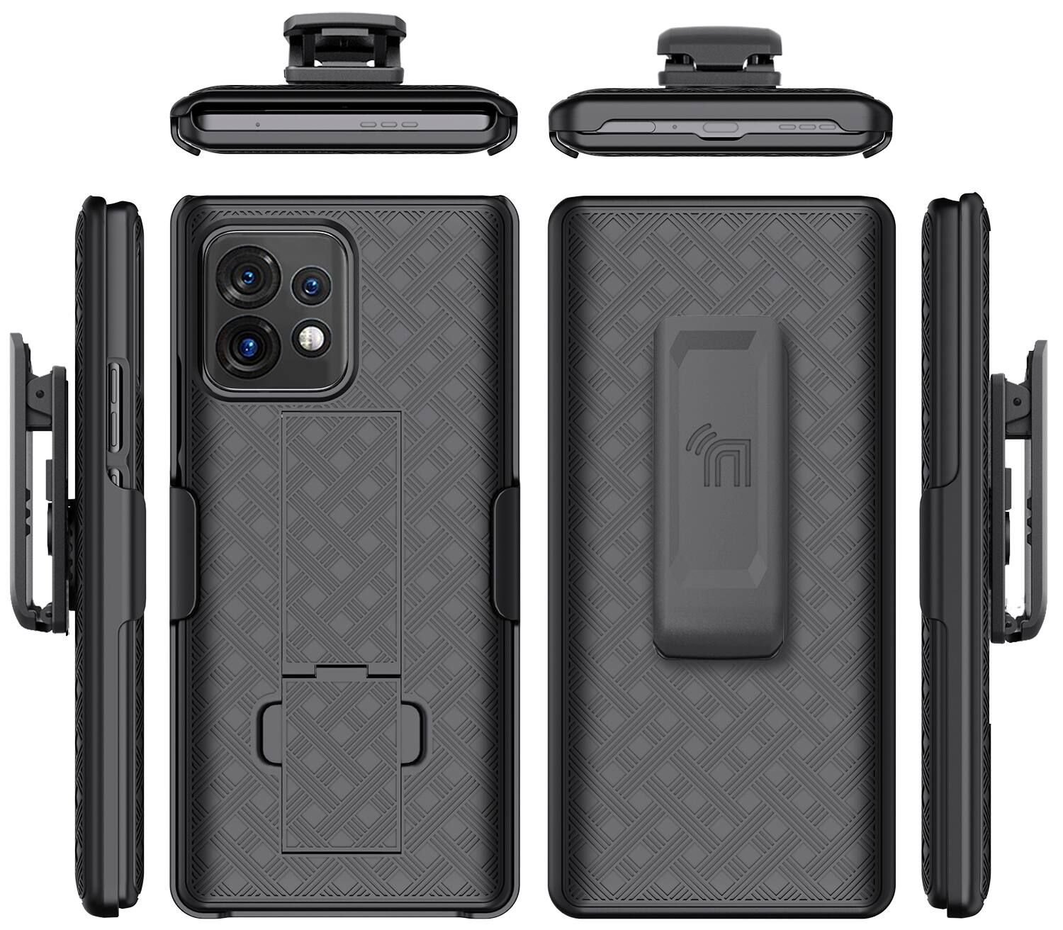 Alt View 7. Nakedcellphone - Case with Stand and Belt Clip Holster for Motorola Edge Plus 5G (2023) - Black.