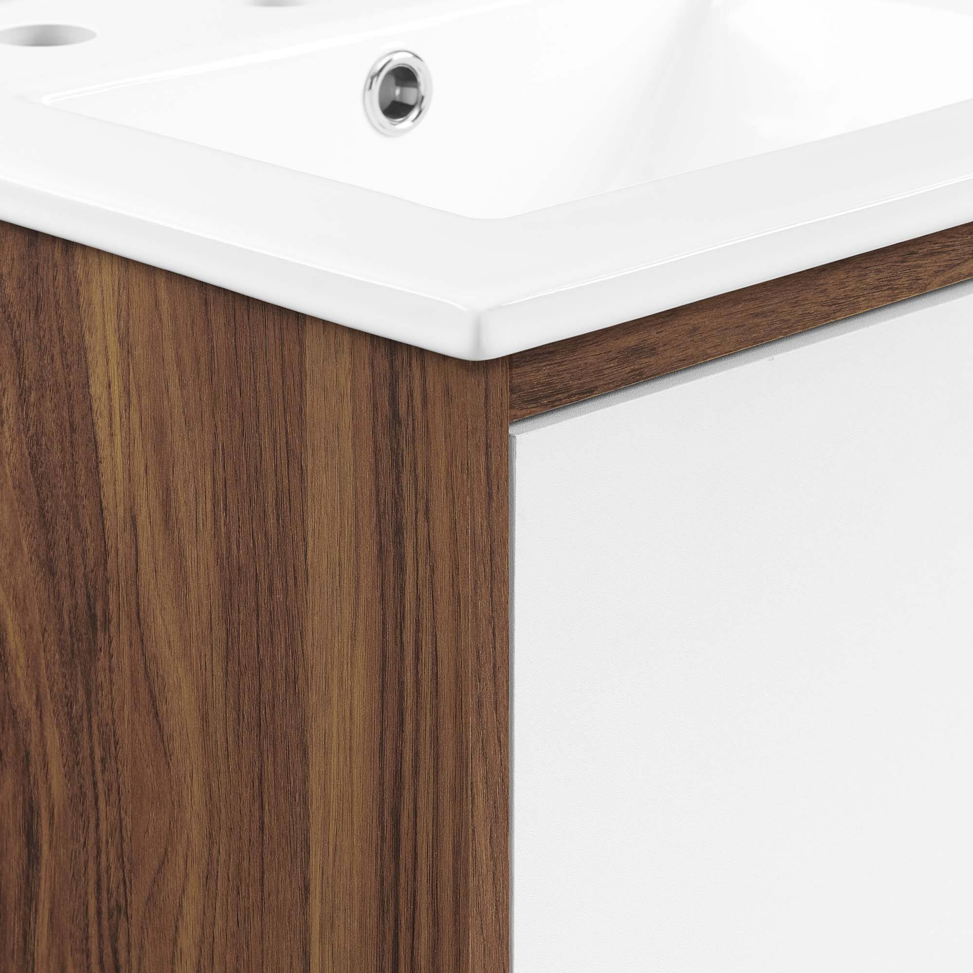 Alt View 6. Modway - Transmit Bathroom Vanity Basin Included - Walnut White.