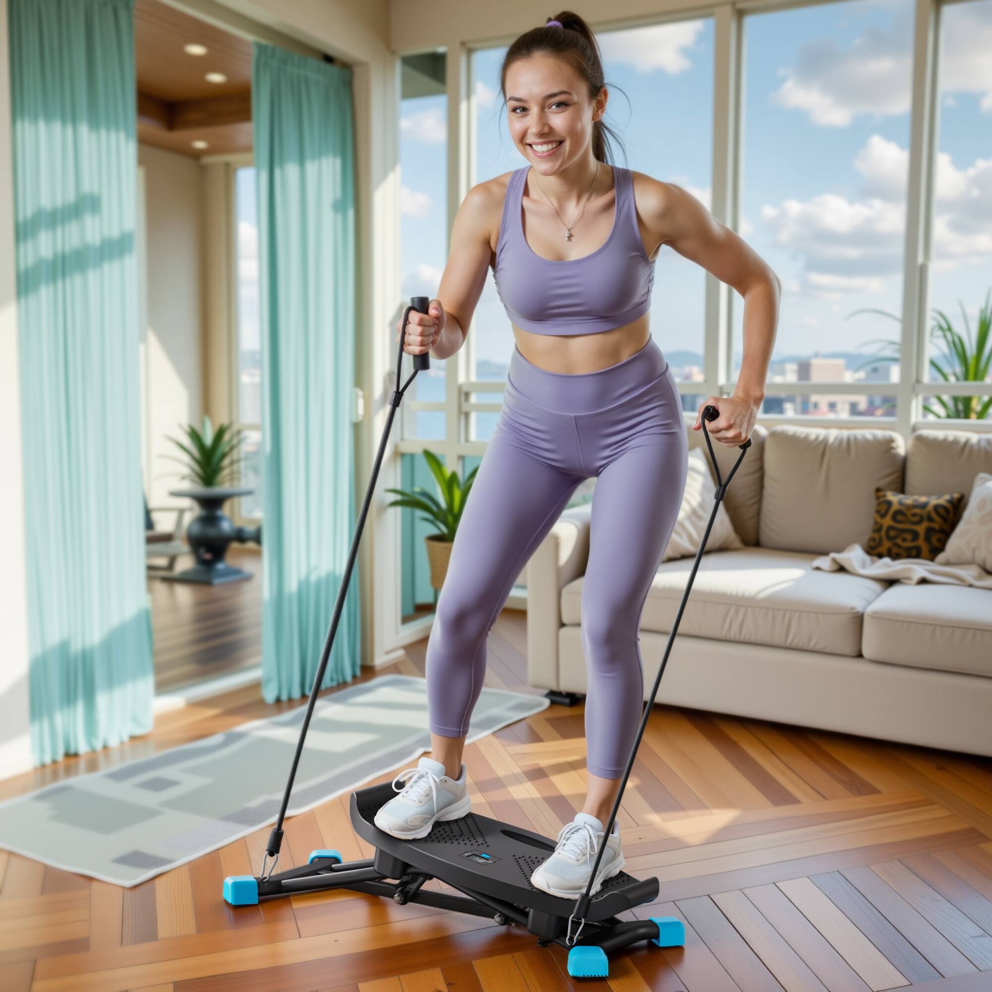 Alt View 1. MERACH - MERACH Slide Steppers for Exercise at Home Stair Stepper with Resistance Bands - Black.